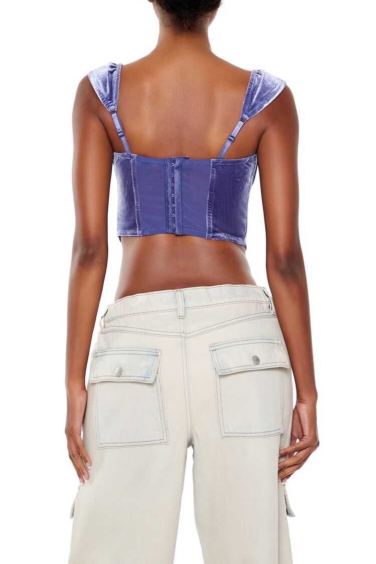 Velvet Bow Bustier Crop Top - Image 10