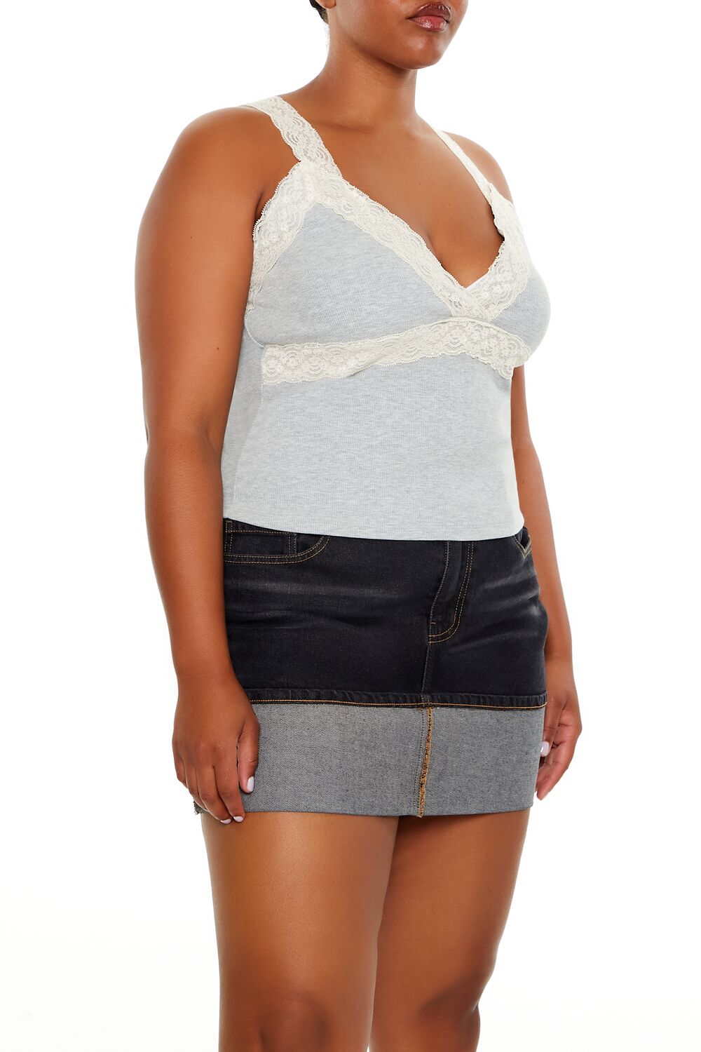 Plus Size Ribbed Lace-Trim Cami - Image 4