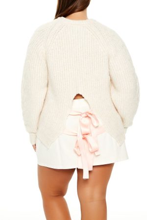 Plus Size Tie-Back Bow Sweater