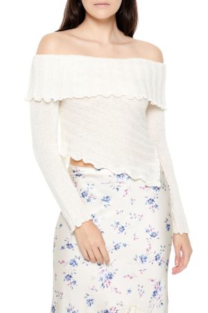 Ribbed Off-the-Shoulder Sweater