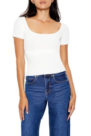 Ribbed Sweater-Knit Tee