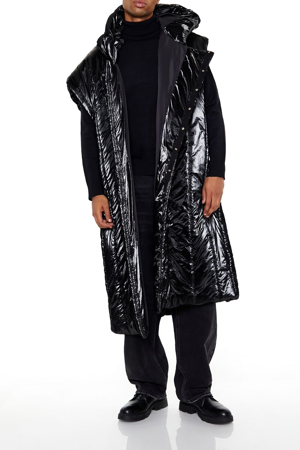 Hooded Longline Puffer Vest - Image 2