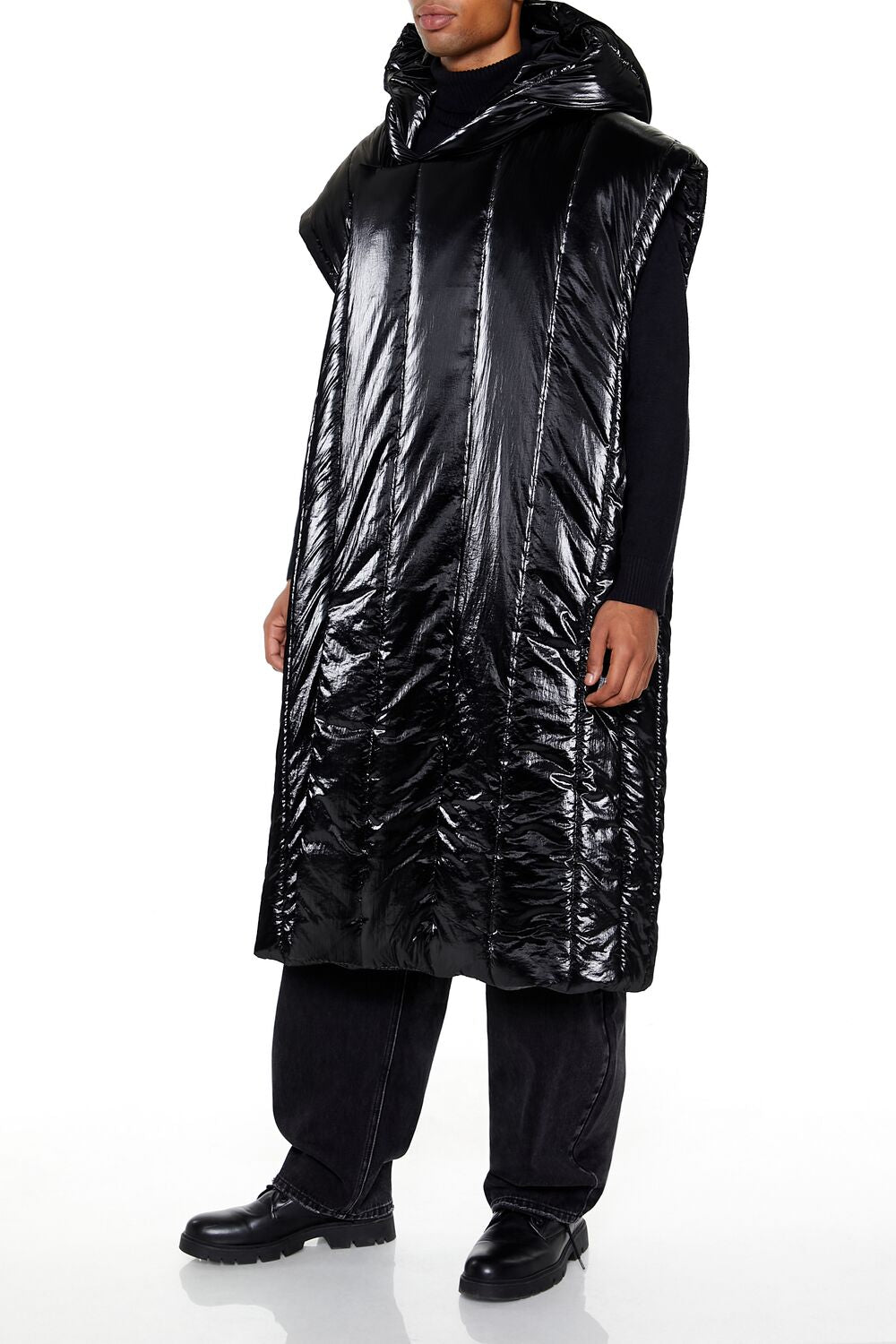 Hooded Longline Puffer Vest - Image 3