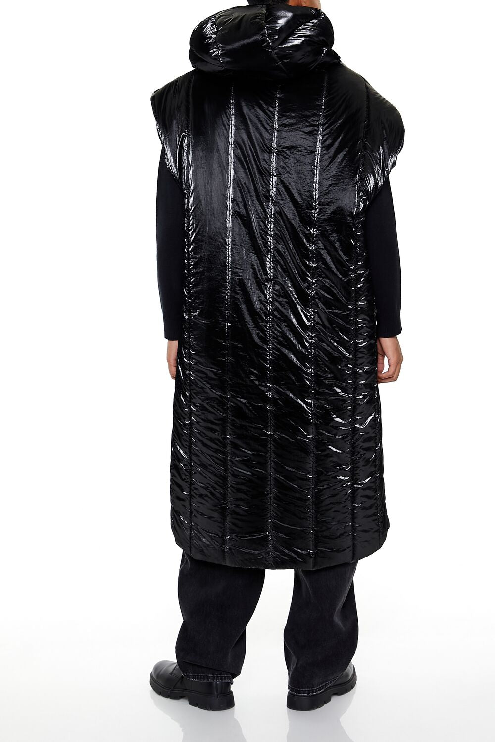 Hooded Longline Puffer Vest - Image 4