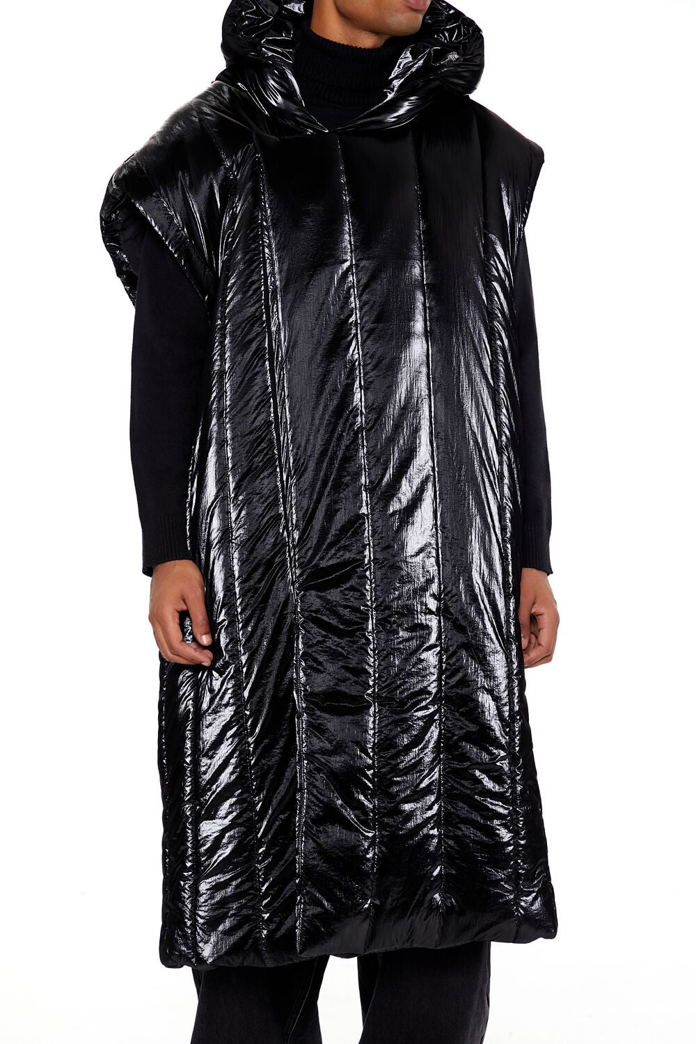 Hooded Longline Puffer Vest - Image 5