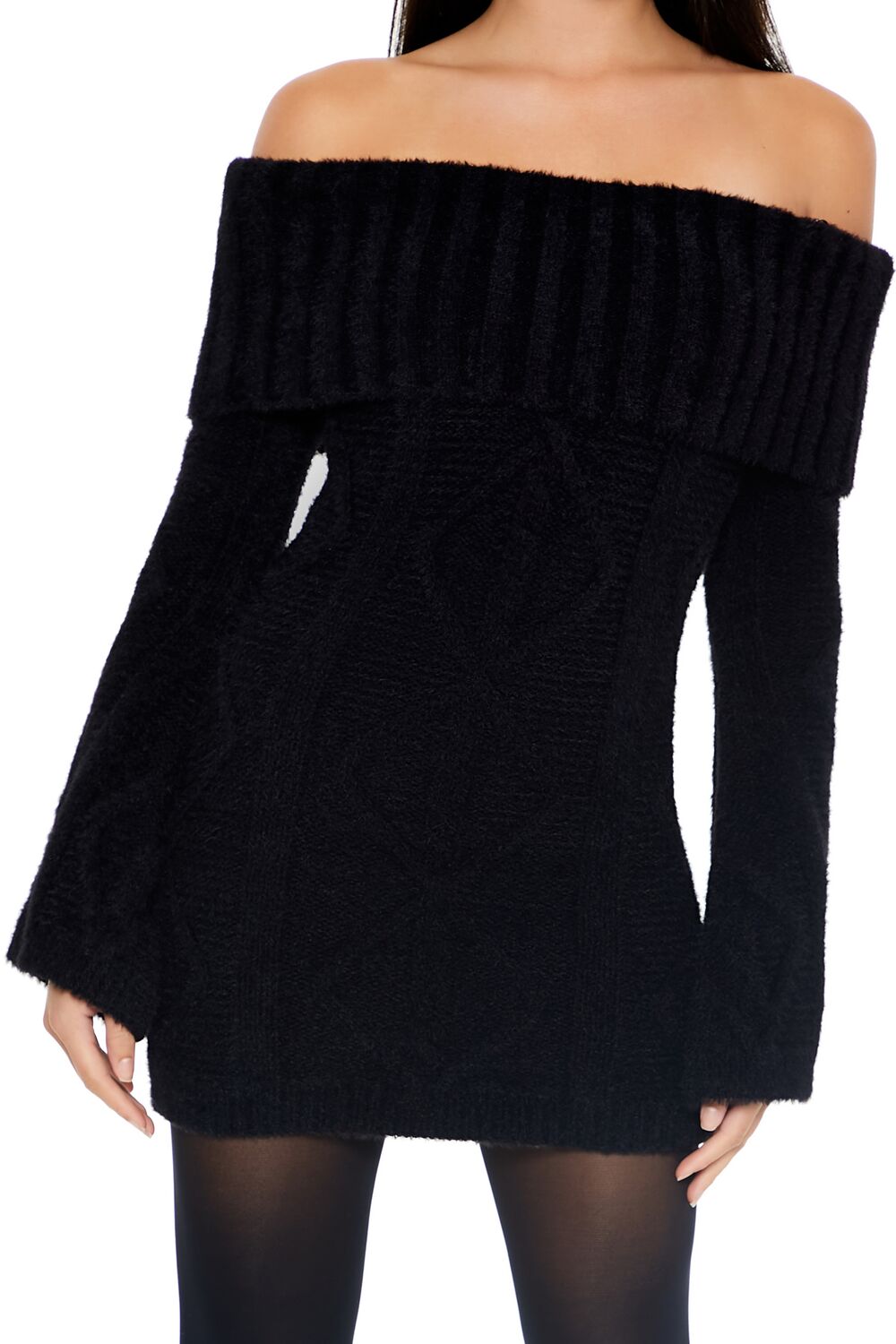 Off-the-Shoulder Mini Sweater Dress - Image 10