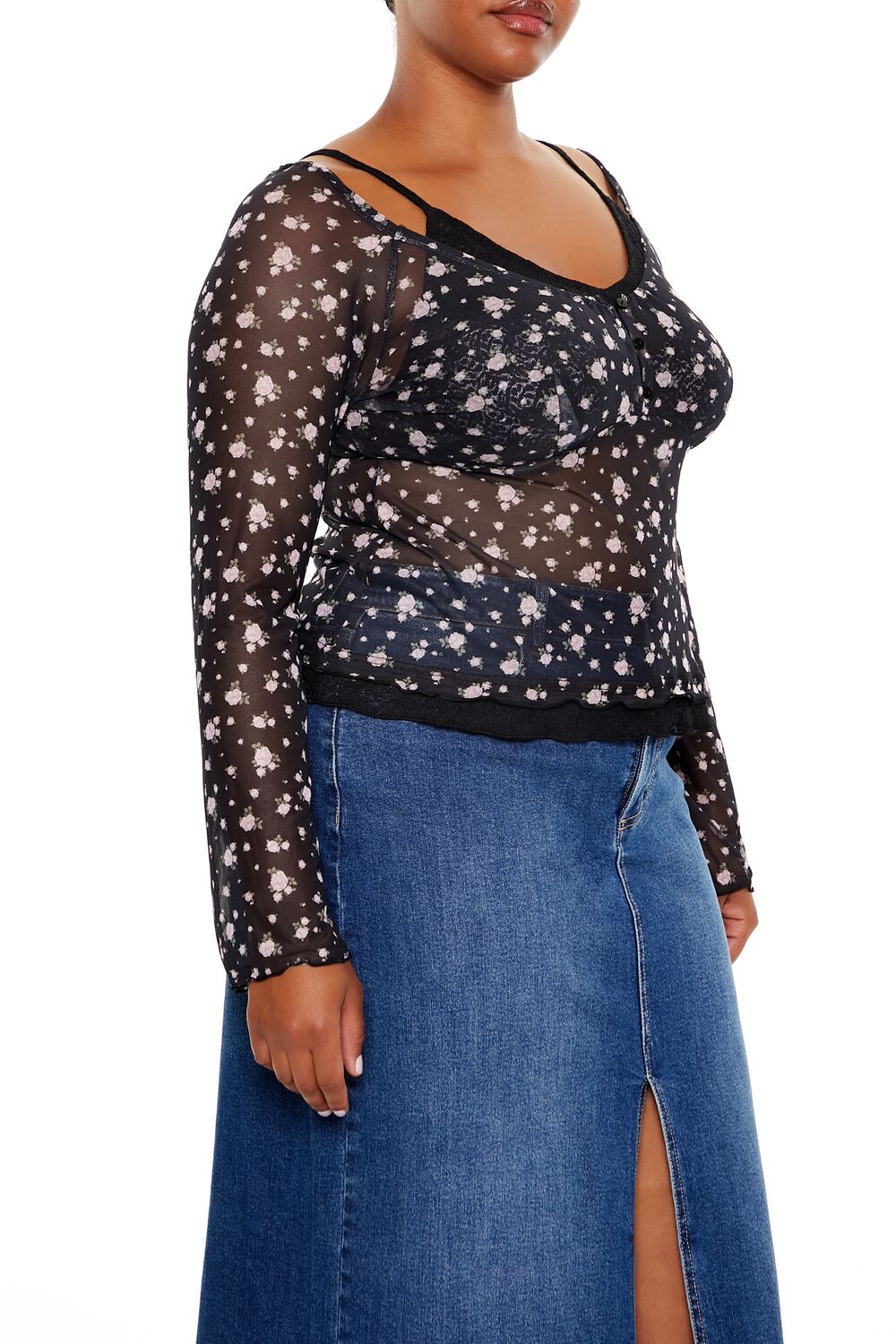 Plus Size Floral Print Combo Top - Image 4