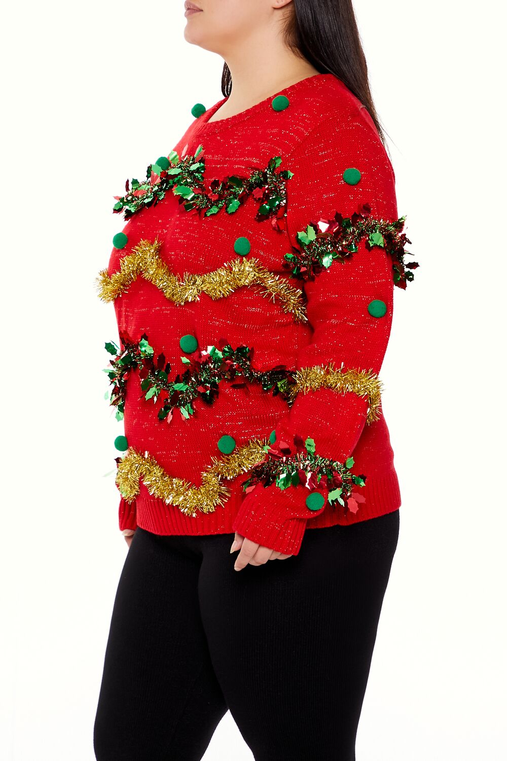 Plus Size Garland Pom Pom Sweater - Image 4