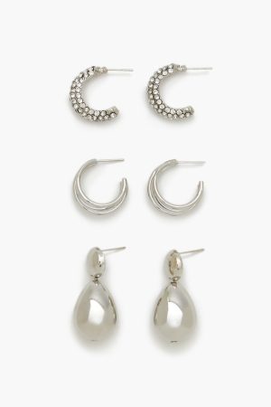 Hoop & Teardrop Drop Earring Set