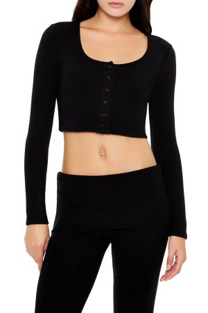Button-Front Crop Top