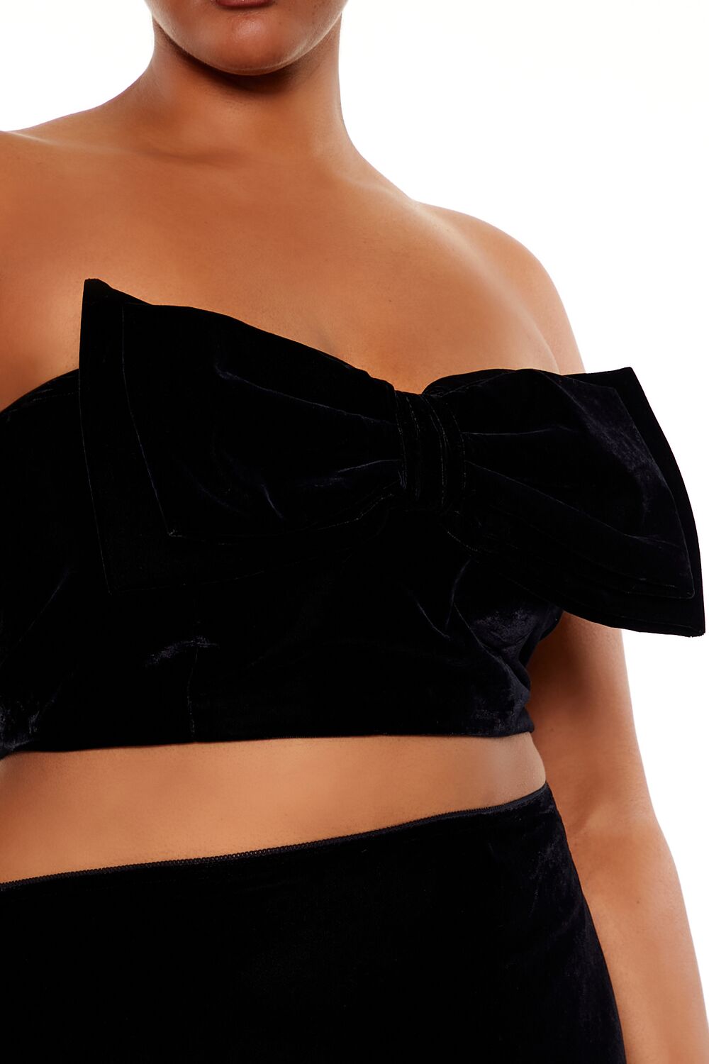 Plus Size Velvet Bow Tube Top - Image 3