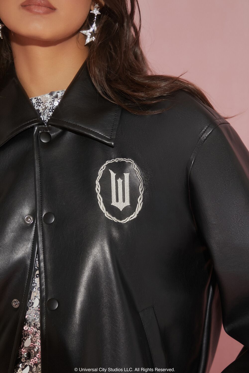 Wicked Rhinestone Faux Leather Jacket - Image 6