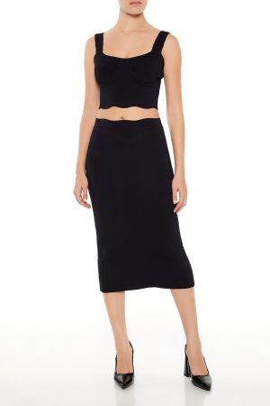 Sweater-Knit Midi Skirt