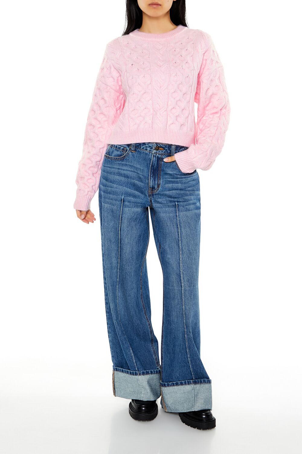 Cable & Honeycomb Knit Sweater - Image 2