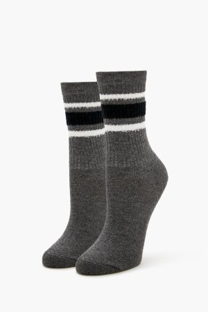 Striped-Trim Crew Socks