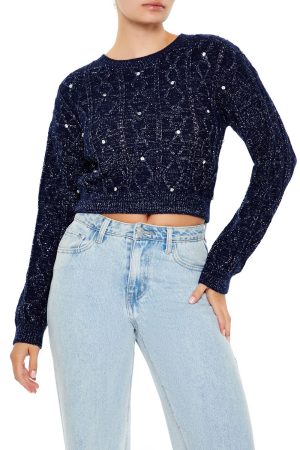 Glitter Knit Rhinestone Sweater