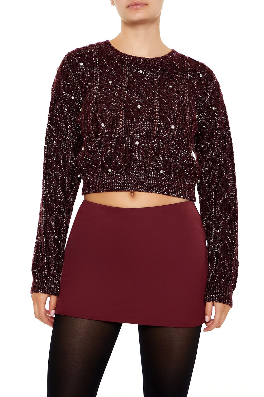 Glitter Knit Rhinestone Sweater - Image 6