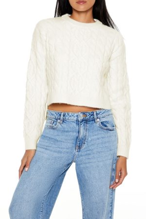 Cropped Cable Knit Sweater