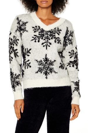Fuzzy Knit Snowflake Sweater
