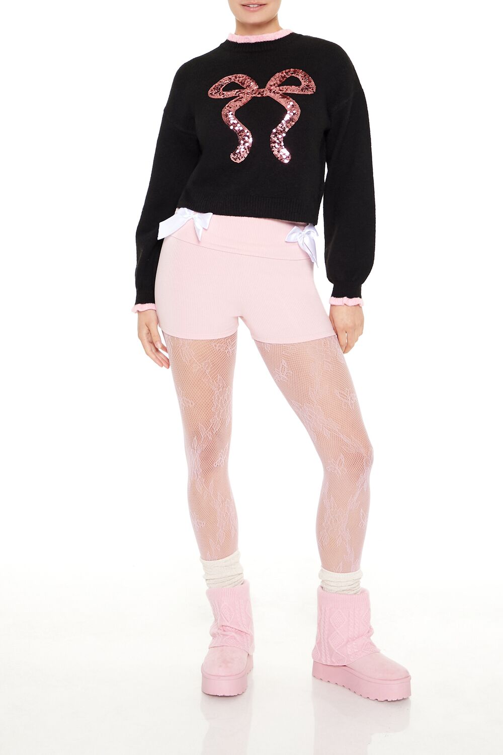 Sequin Bow Mock Neck Sweater - Image 2