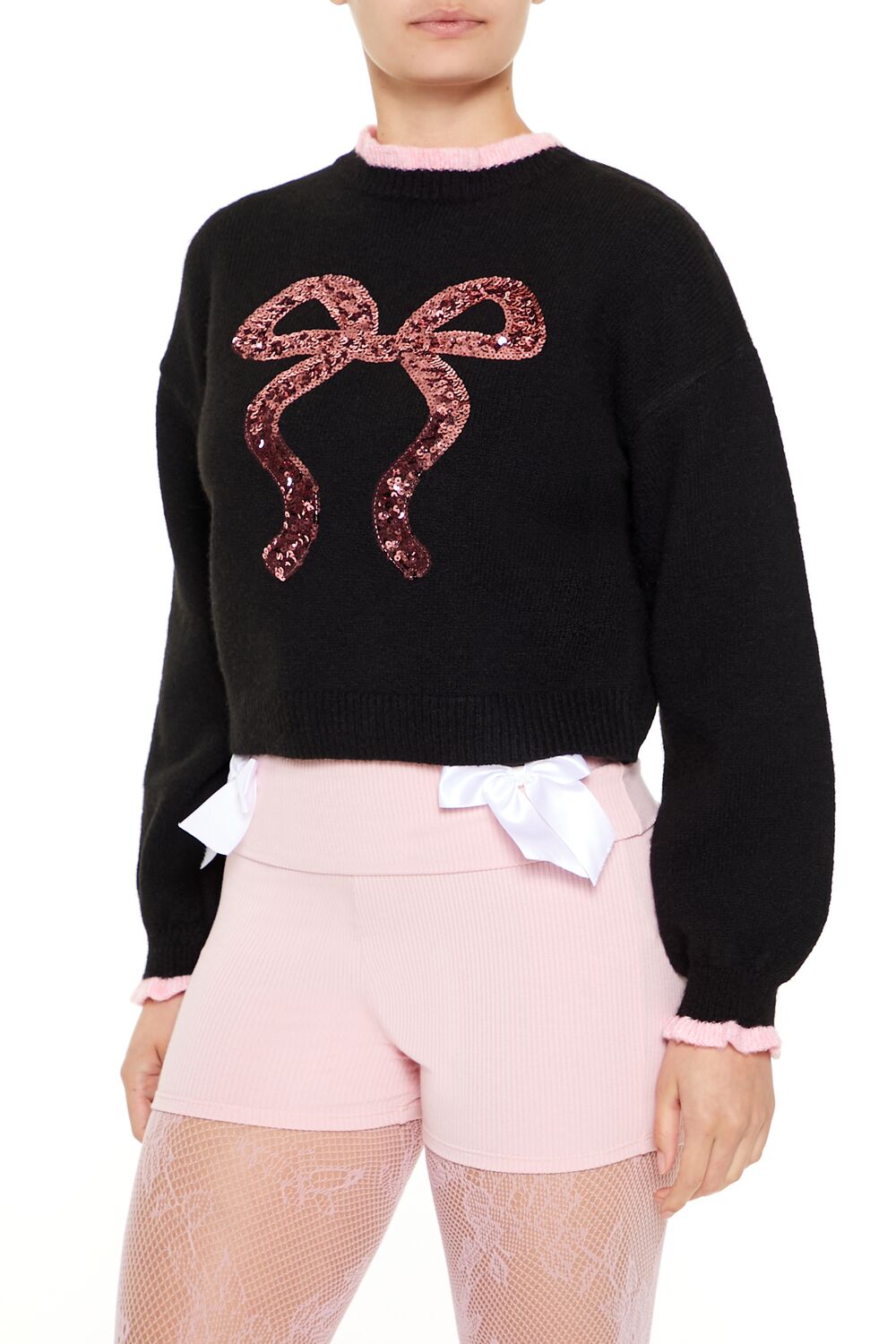 Sequin Bow Mock Neck Sweater - Image 4