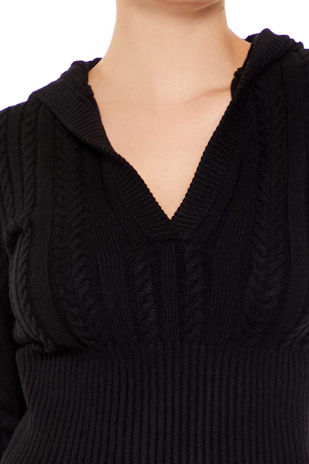 Hooded Cable Knit Sweater - Image 8