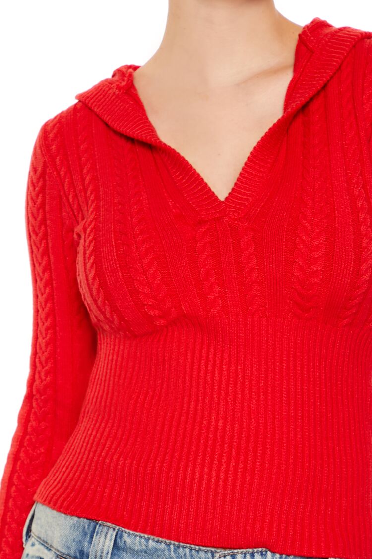 Hooded Cable Knit Sweater - Image 4