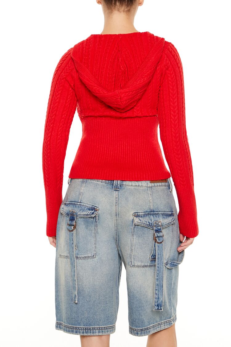 Hooded Cable Knit Sweater - Image 2