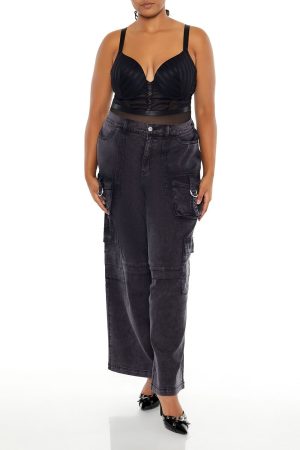 Plus Size Sheer Striped Bodysuit