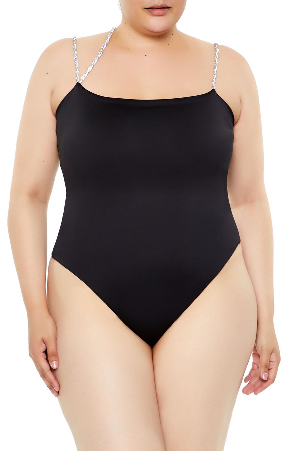 Plus Size Contour Sculpt Metallic-Strap Bodysuit - Image 2