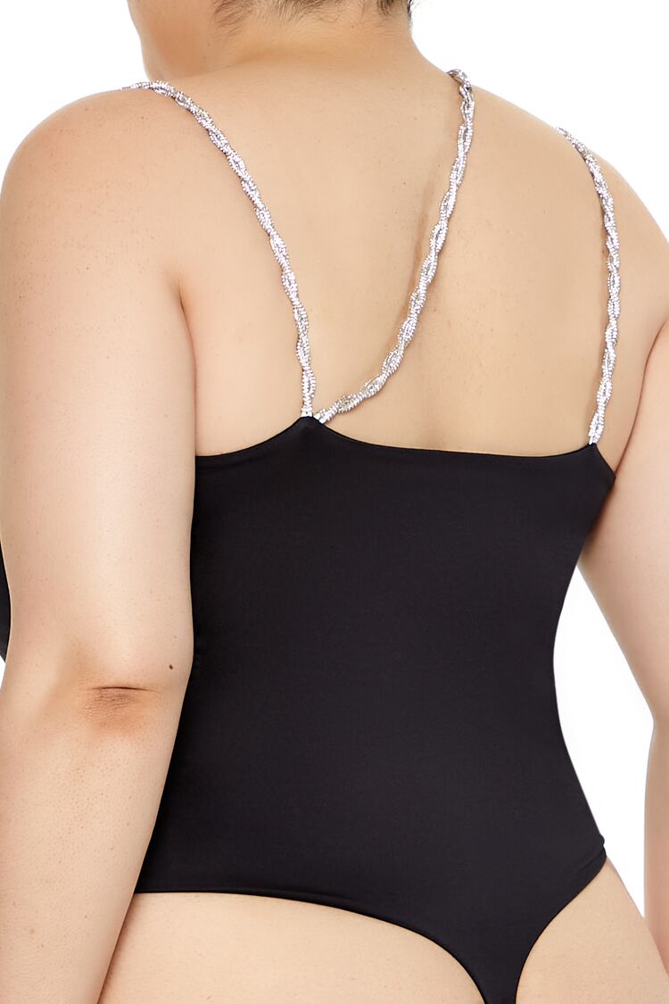 Plus Size Contour Sculpt Metallic-Strap Bodysuit - Image 5