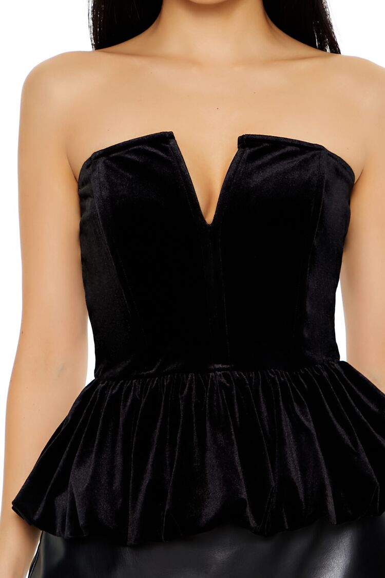 Velvet Bubble-Hem Peplum Top - Image 3