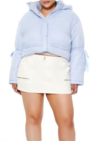 Plus Size Bow Puffer Jacket