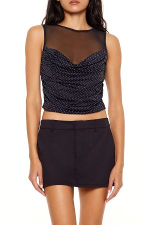 Rhinestone Illusion Crop Top