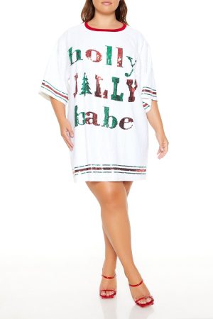 Plus Size Sequin Jolly Babe T-Shirt Dress