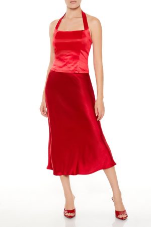 Satin Halter Crop Top