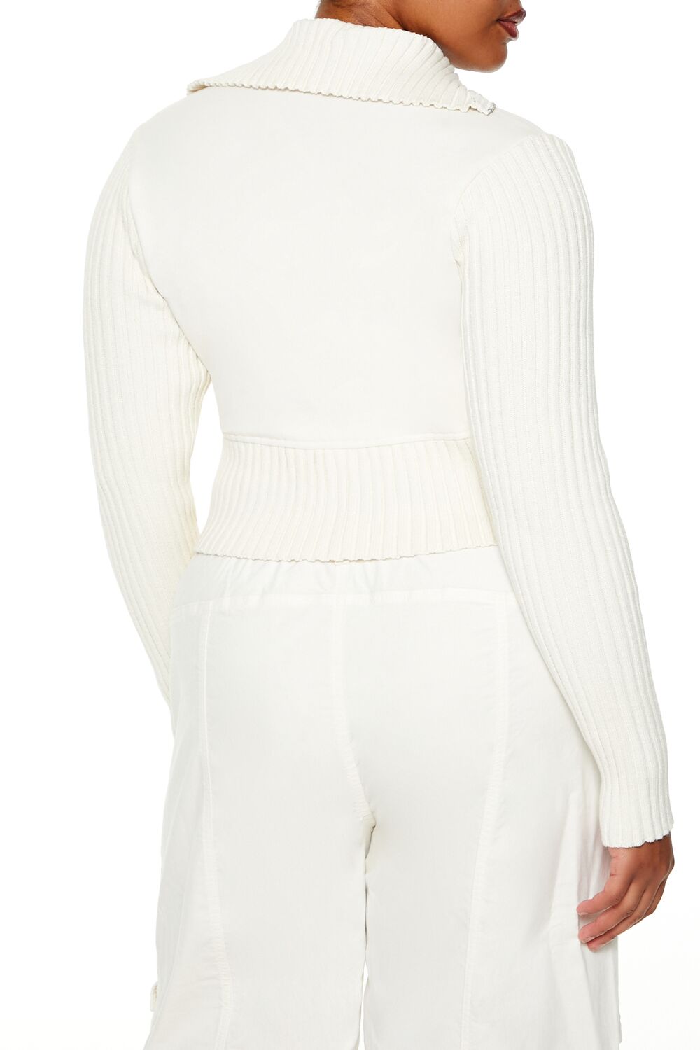 Plus Size Cropped Zip-Up Sweater - Image 5