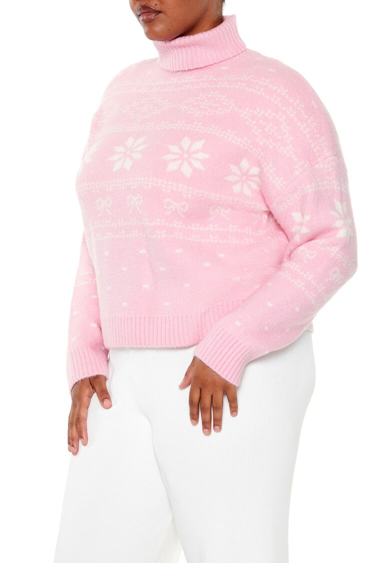Plus Size Turtleneck Fair Isle Sweater - Image 4