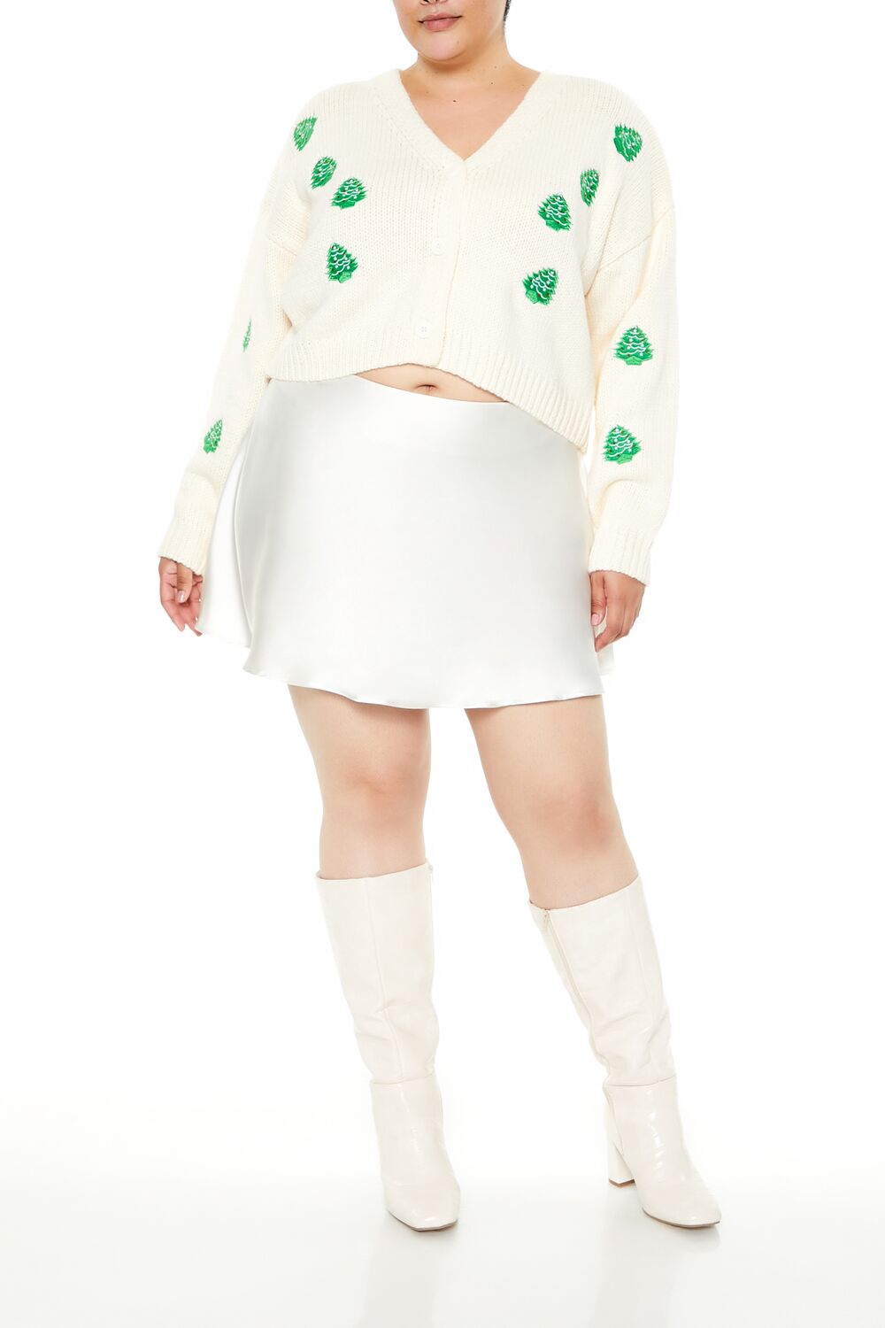 Plus Size Christmas Tree Cardigan Sweater - Image 2