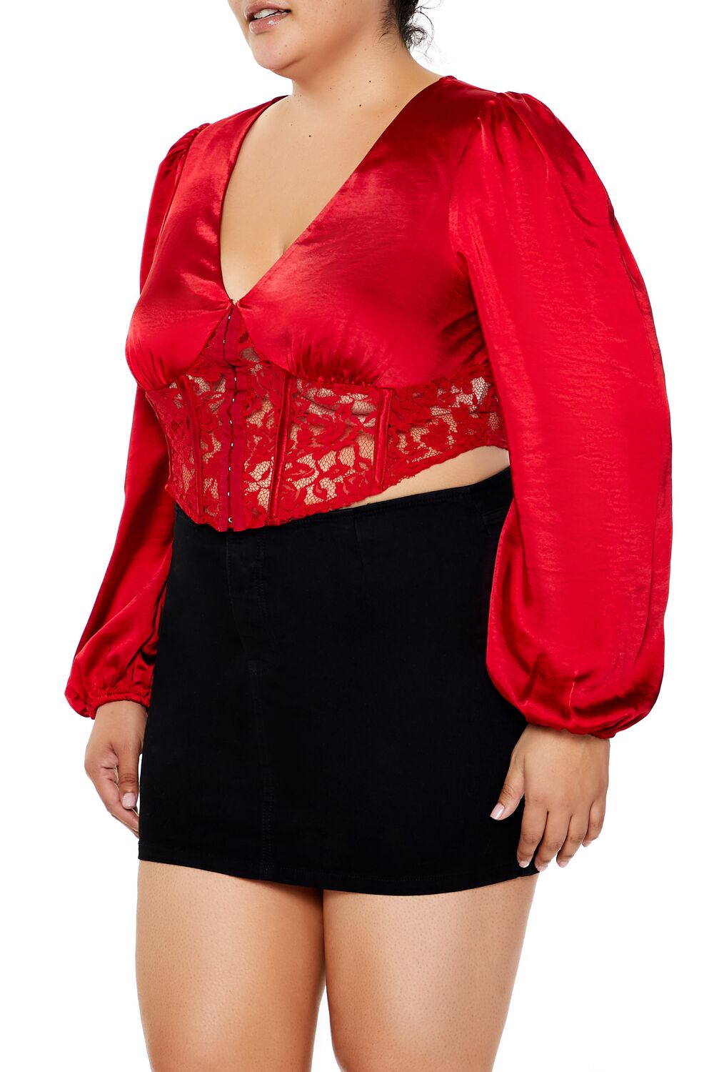 Plus Size Satin Corset Crop Top - Image 4
