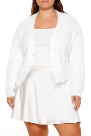 Plus Size Fuzzy Cardigan Sweater