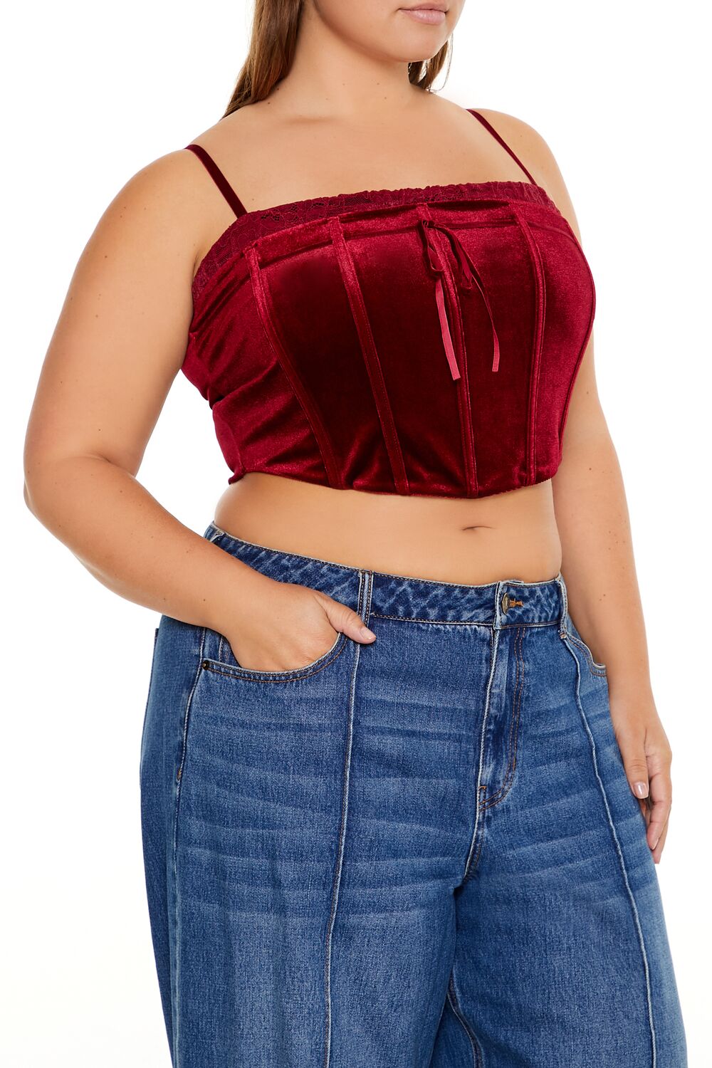 Plus Size Velvet Cropped Cami - Image 4