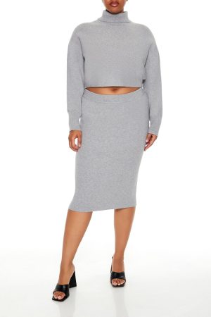Plus Size Sweater-Knit Top & Skirt Set
