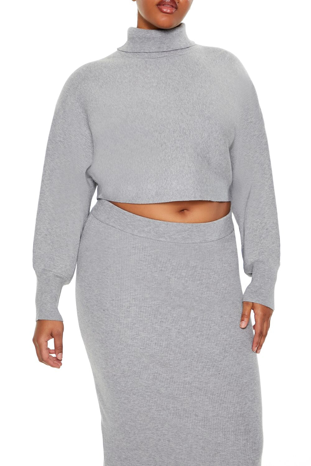 Plus Size Sweater-Knit Top & Skirt Set - Image 2