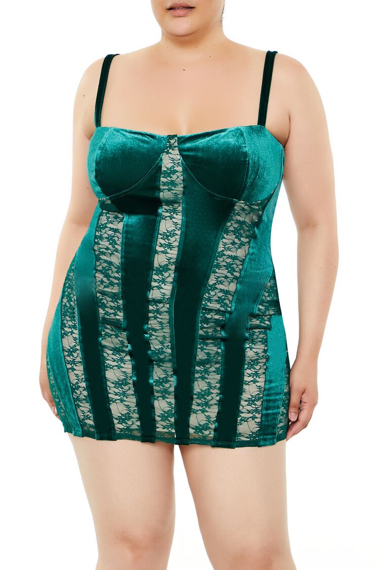 Plus Size Lace & Velvet Mini Dress - Image 7