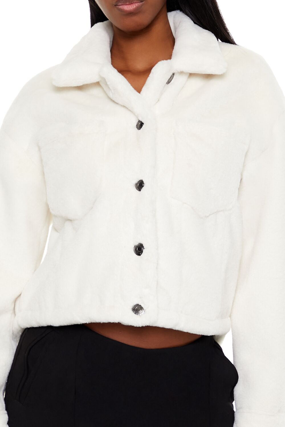 Faux Fur Cropped Shacket - Image 3