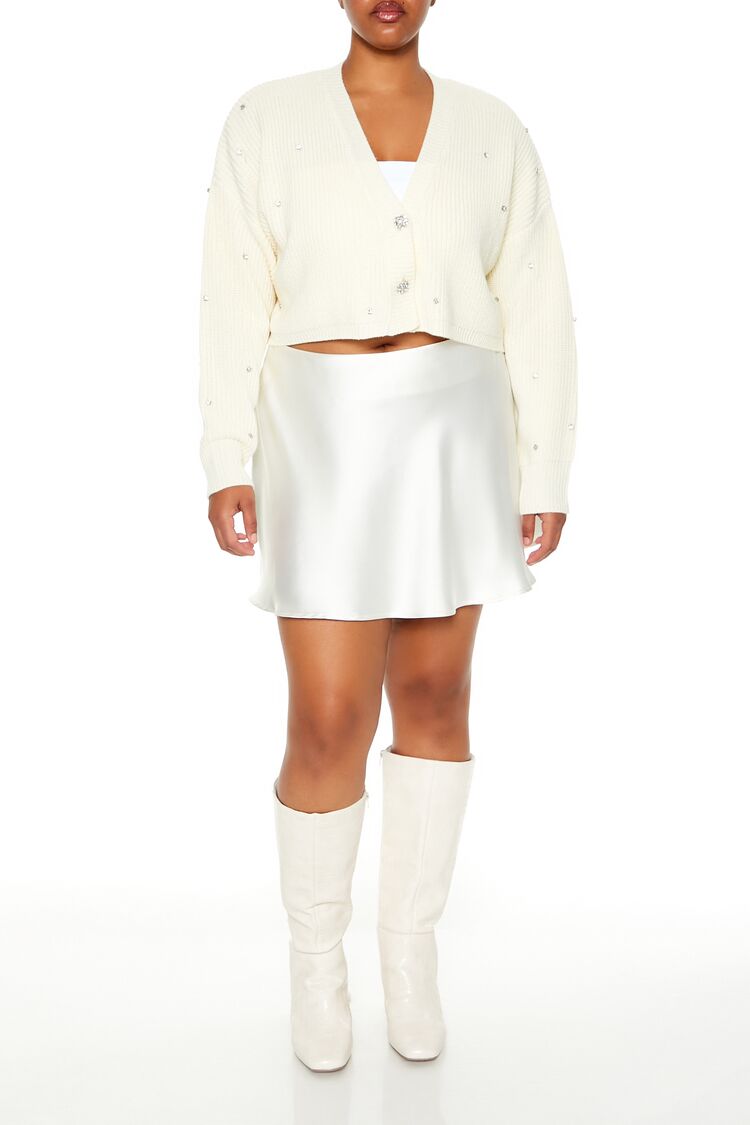 Plus Size Rhinestone Cardigan Sweater - Image 2