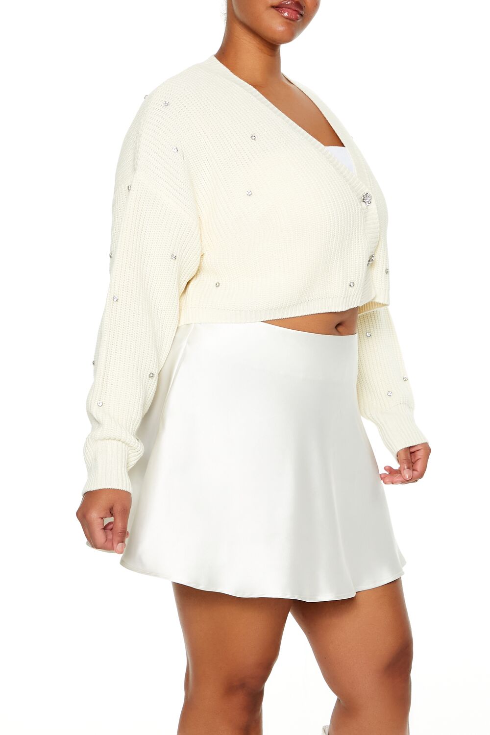 Plus Size Rhinestone Cardigan Sweater - Image 4