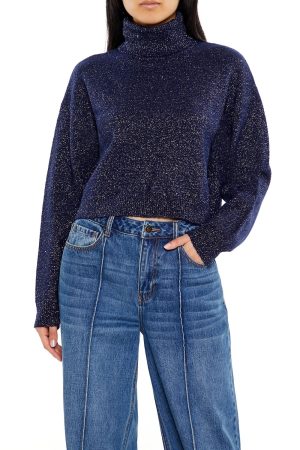 Glitter Knit Turtleneck Sweater