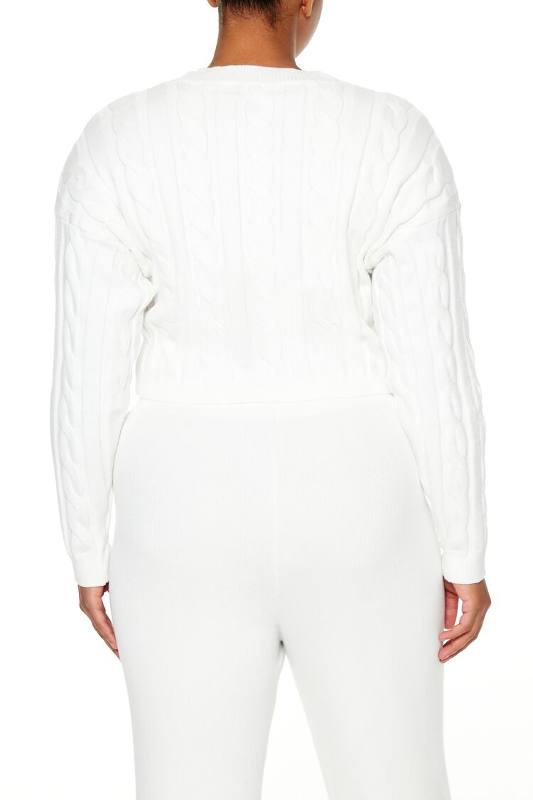 Plus Size Cropped Cable Knit Sweater - Image 10